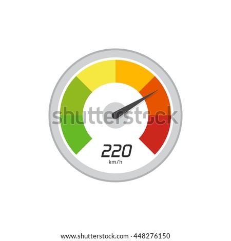 Speedometer vector icon isolated on white background, flat simple speedometer illustration indicating high speed