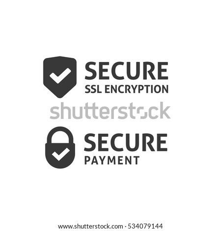 SSL secure https certificate connection icon vector illustration isolated, black and white secured shield and padlock web symbols, protected payment idea, safe data encryption technology, privacy sign