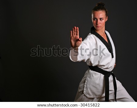 Girl In White Kimono Ready To Fight With Clipping Path Stock Photo ...