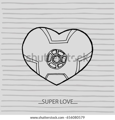 Sketch hand drawn illustration of a love heart Valentine's day