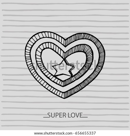 Sketch hand drawn illustration of a love heart Valentine's day