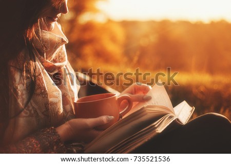 Similar – Image, Stock Photo Pensive woman drinking coffee and browsing smartphone at table