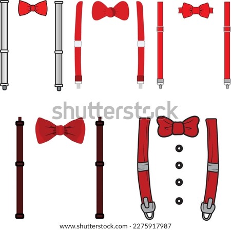 Set Of Suspender Bow Tie Clothing Illustration Vetor