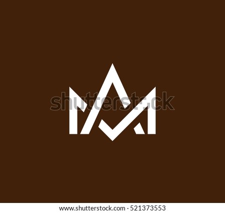 monogram crown vector logo in a modern line style