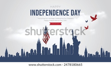 Independence Day USA Banner and Greeting Card. 4th of July United States Independence Day Celebration Design Vector Illustration.