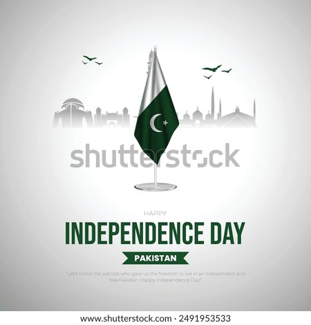 Happy Independence Day Pakistan Post and Greeting Card. Pakistan Independence Day August 14th Banner with Text .Vector Illustration.