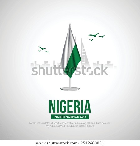 Happy Independence Day Nigeria Social Media Post and Flyer Template. 1st October - Nigeria Independence Day Celebration Greeting Card with Text and Nigeria Flag Vector Illustration.