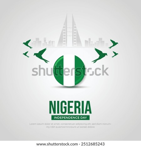 Happy Independence Day Nigeria Social Media Post and Flyer Template. 1st October - Nigeria Independence Day Celebration Greeting Card with Text and Nigeria Flag Vector Illustration.