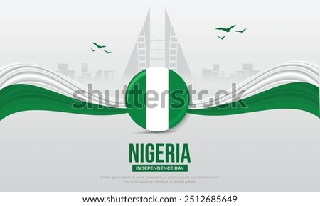 Happy Independence Day Nigeria Social Media Post and Flyer Template. 1st October - Nigeria Independence Day Celebration Greeting Card with Text and Nigeria Flag Vector Illustration.