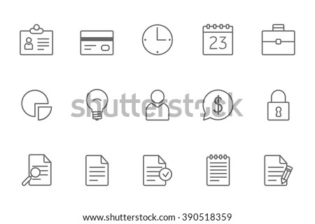 Business icons line black