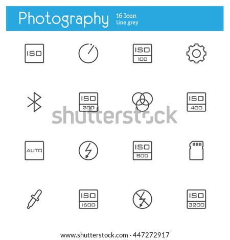 Photography, control and setting line icons
