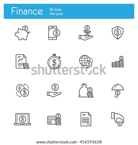 Finance line icons. Circulation coins in the world