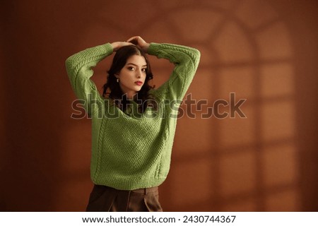 Similar – Image, Stock Photo knitting, gorgeous light green centerpiece