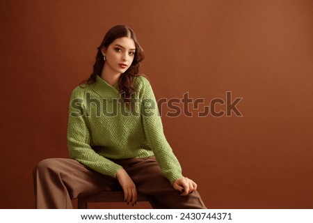 Similar – Image, Stock Photo knitting, gorgeous light green centerpiece