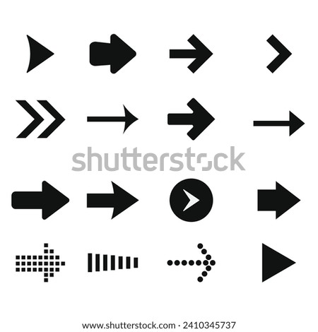 arrow set vector isolated. black arrow icon. app web application direction design. business up down right lift arrow icon. 