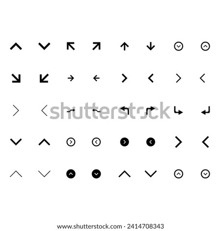 arrows set vector icon. very minimalist Arrow icon set. Containing cursor arrow, changing , switch, move, forward, up, down and refresh symbol icons. isolated Solid icon collection.