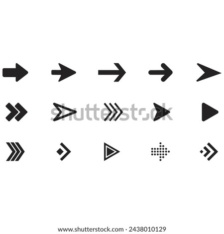 
Arrows black icon set. Vector arrow. Collection of different arrows icons. Arrow icon. Cursor, pointer for web design, interface. Vector illustration. Set arrow icon. Collection different arrows sign