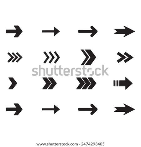 Neon black Arrow icons set. Arrows vector sing isolated on white background. Big vector set of black arrow symbol and direction pointers in different styles. Beautiful arrow vector collection.