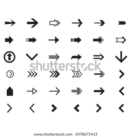 Neon black Arrow icons set. Arrows vector sing isolated on white background. Big vector set of black arrow symbol and direction pointers in different styles. Beautiful arrow vector collection.