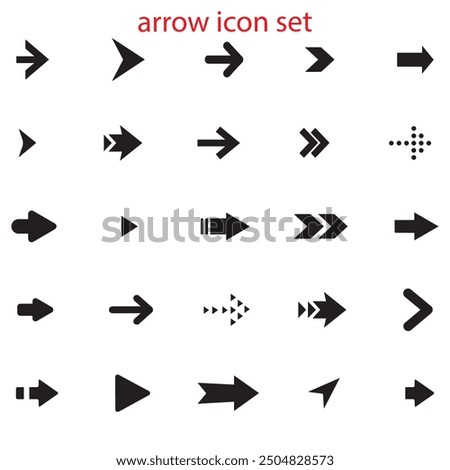 Arrow Collection of different style design, flat Arrow isolated on white background. Neon black Arrows set icon. Beautiful arrow vector design. white background arrow isolated collection.