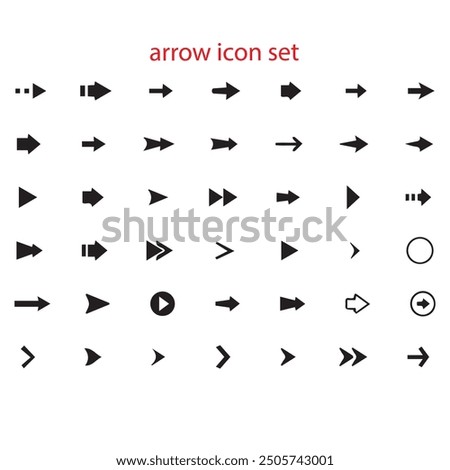 Black Arrow Set on White Background. Isolated vector Arrows collection. Cursor Icon symbol. flat sign Pointers Collection. Back, Next Web Page Sign. collection cursor curve dots click. EPS file.