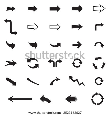 Neon black Arrow icons set. Arrows vector sing isolated on white background. Big vector set of black arrow symbol and direction pointers in different styles. Beautiful arrow vector collection.