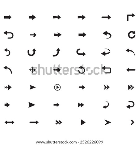 Neon black Arrow icons set. Arrows vector sing isolated on white background. Big vector set of black arrow symbol and direction pointers in different styles. Beautiful arrow vector collection.