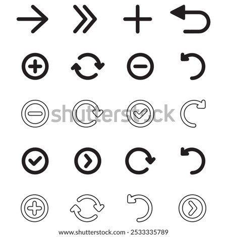 Arrows big black icon set. Arrow icons symbol design. Arrow flat vector collection. Modern Arrows Cursor simple pack. Vector illustration white background. communication direction digital design. 