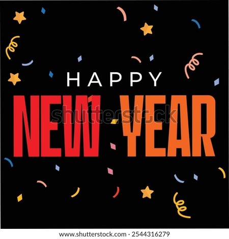 happy new year 2025 design. letter 2025 and new year abstract background alphabet. yellow background. eps vector file. 