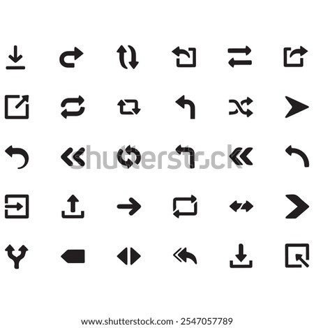 Arrows mini black set icons. abstract app symbol. Arrows vector collection button. circle, Cursor, Modern simple direction digital down computer design. EPS Vector illustration. arrows back black.