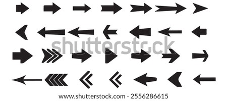 Arrows black icon set. Vector arrow. Collection of different arrows icons. Arrow icon. Cursor, pointer for web design, interface. Vector illustration. Set arrow icon. Collection different arrows sign.