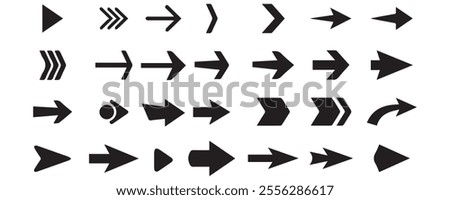 Arrows black icon set. Vector arrow. Collection of different arrows icons. Arrow icon. Cursor, pointer for web design, interface. Vector illustration. Set arrow icon. Collection different arrows sign.