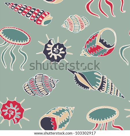 Seamless Background With Marine Life Stock Vector 103302917 : Shutterstock