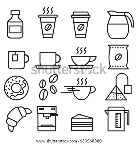 Set of linear icons for coffeeshop