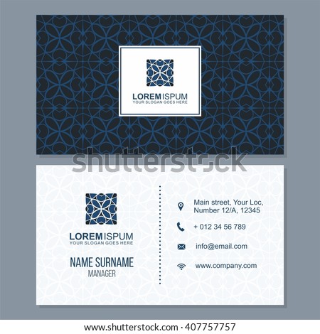visiting card, business card set with abstract pattern. vector corporate identity template with simple logo Photo stock © 