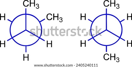 chemical structure of  Conformers et notamers .Vector illustration.