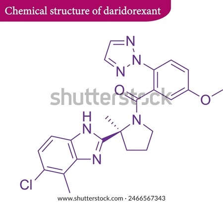 Chemical structure of daridorexant . Vector illustration