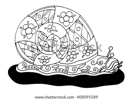 Cute snail in style zentangle for design