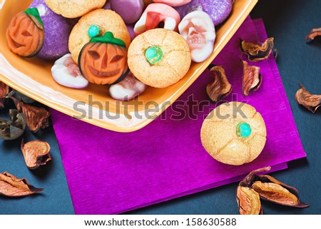 candy and pumpkin souffle of a holiday Halloween