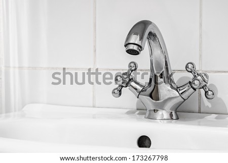 Water tap closed in the bathroom or kitchen