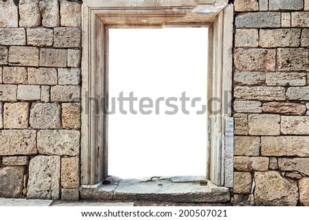 wall of stones with insulated window. In the blank space, you can insert any fragment
