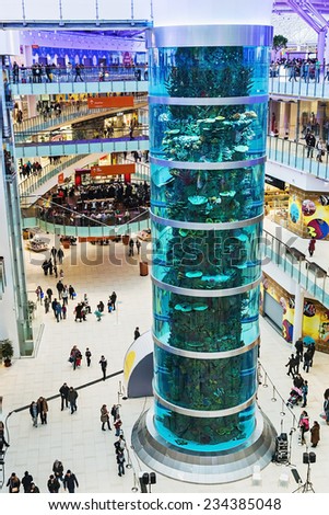 Moscow, Russia - November 30,2014:Aviapark-shopping and entertainment, located in Moscow.The total area is 390,000 square meters, sales area - 230,000 square meters, making it the largest in Europe