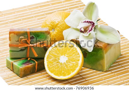 handmade soap with the scent of oranges and orchids