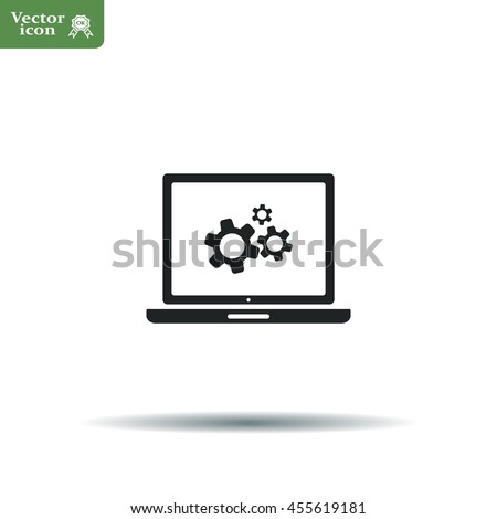 setting parameters, laptop icon, vector illustration. Flat design style
