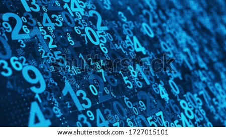 Abstract Numbers background - Mathematical, Numbers concept. 3d rendering