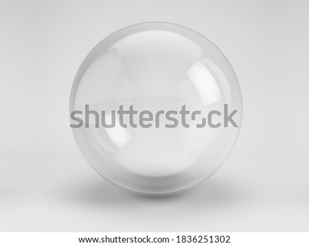 Transparent Empty Glass sphere dome. Bell jar, exhibition display case, dust cover on light gray background. 3d rendering 商業照片 © 