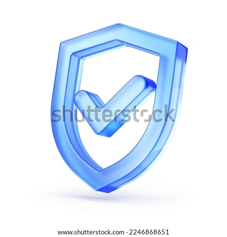 Shield. Protect and Security concept. Bue Shield 3d icon. 3d rendering Сток-фото © 