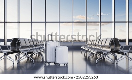 Similar – Image, Stock Photo Empty airport terminal waiting area with chairs in Athens airport