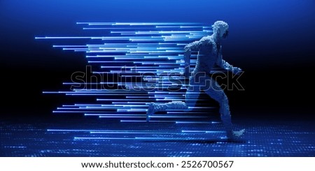 Similar – Image, Stock Photo Man running along path at seaside