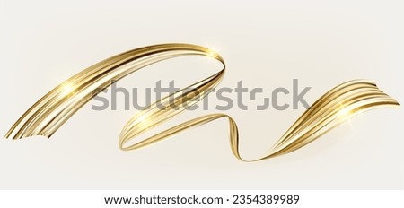 Abstract gold ribbon. Yellow metallic swirl line. Luxury flow background. Vector illustration EPS10